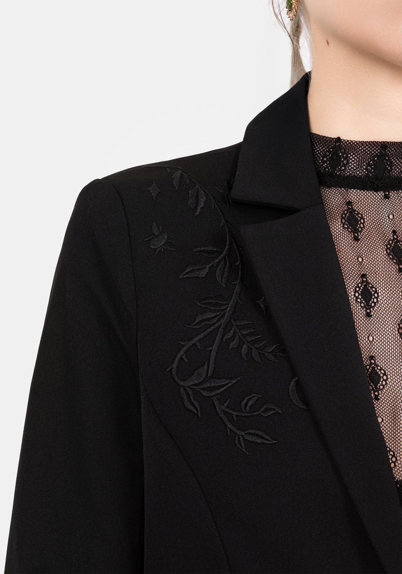 Mona Embroidered Crop Blazer