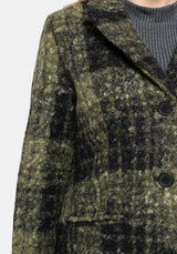 Memory Borg Check Longline Coat - Green