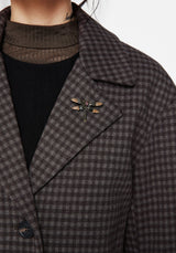 Pilgrim Gingham Coat With Dragonfly Brooch