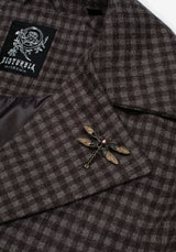 Pilgrim Gingham Coat With Dragonfly Brooch