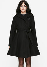 Camilla Tie Waist Hooded Coat With Bug Brooch