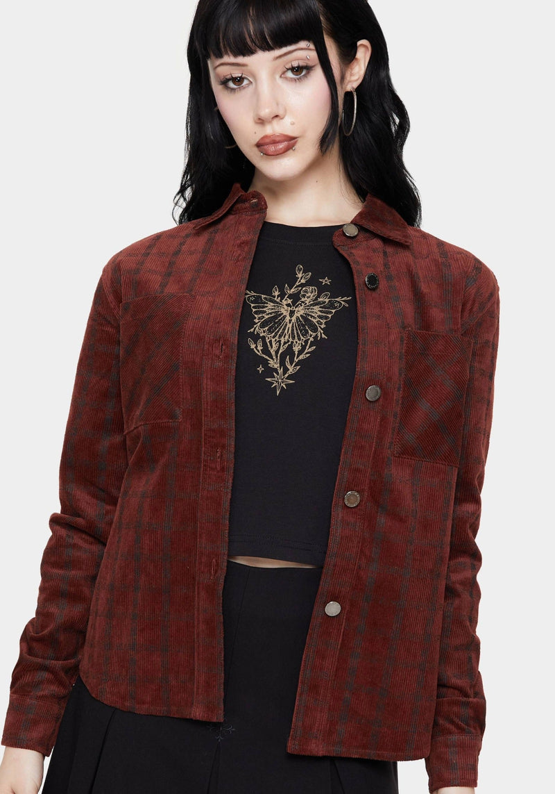 Terracotta Check Cord Shirt