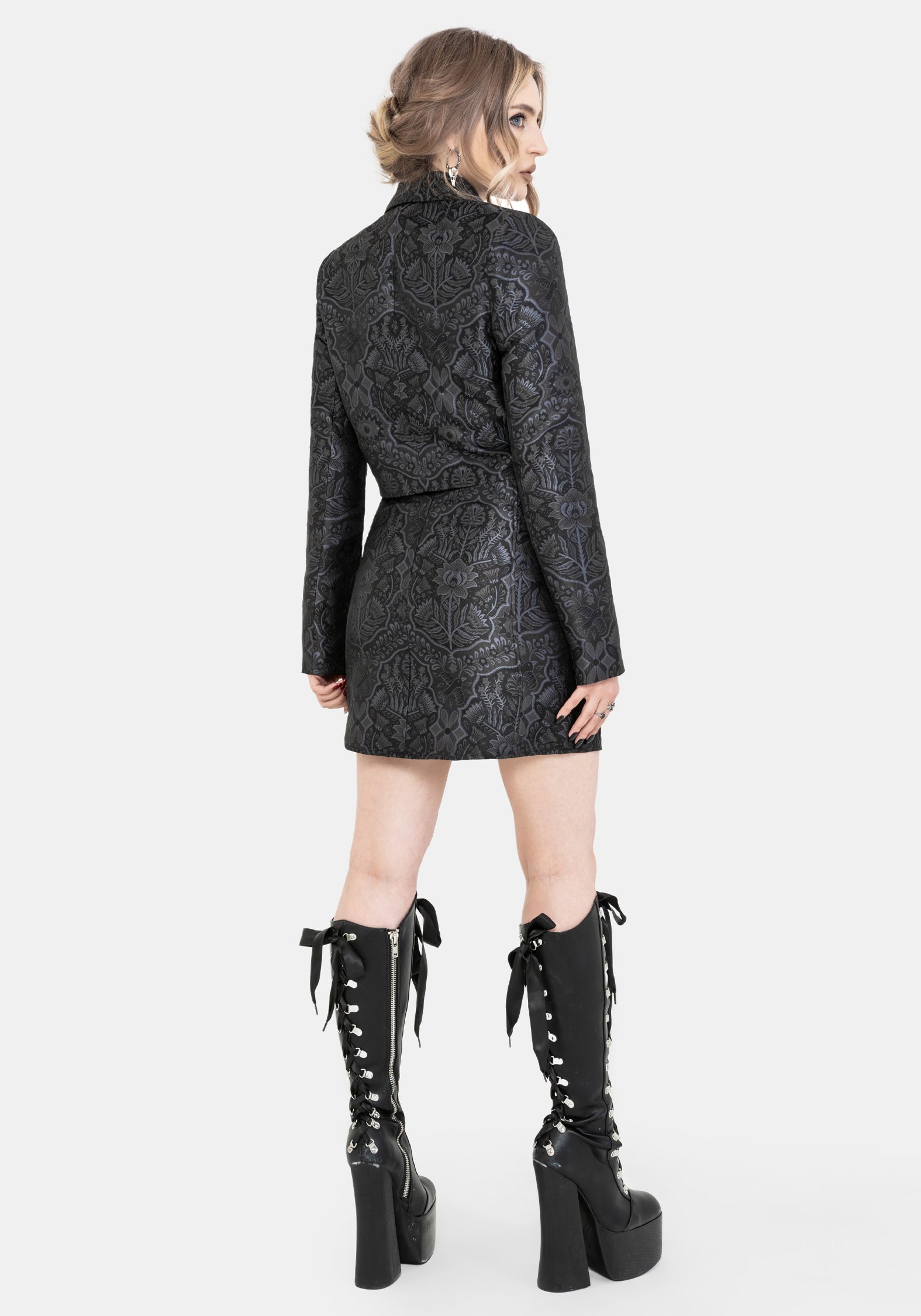 Nocturna Jacquard Cropped Blazer