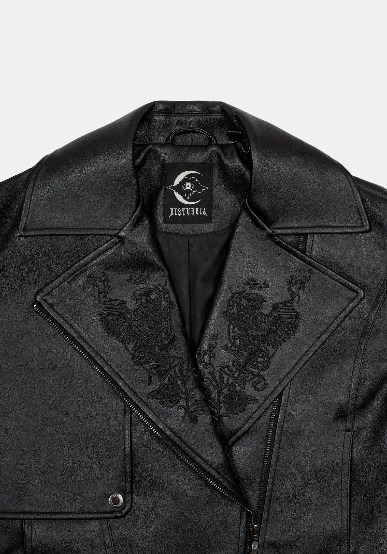 Clash Phoenix Embroidered Faux Leather Jacket