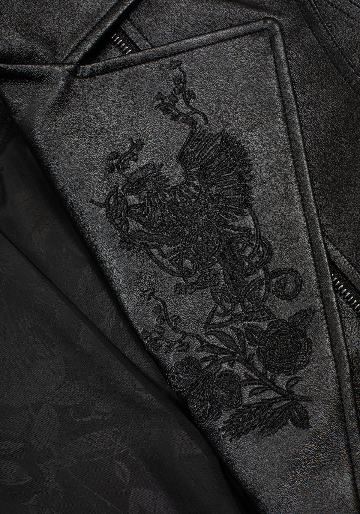 Clash Phoenix Embroidered Faux Leather Jacket