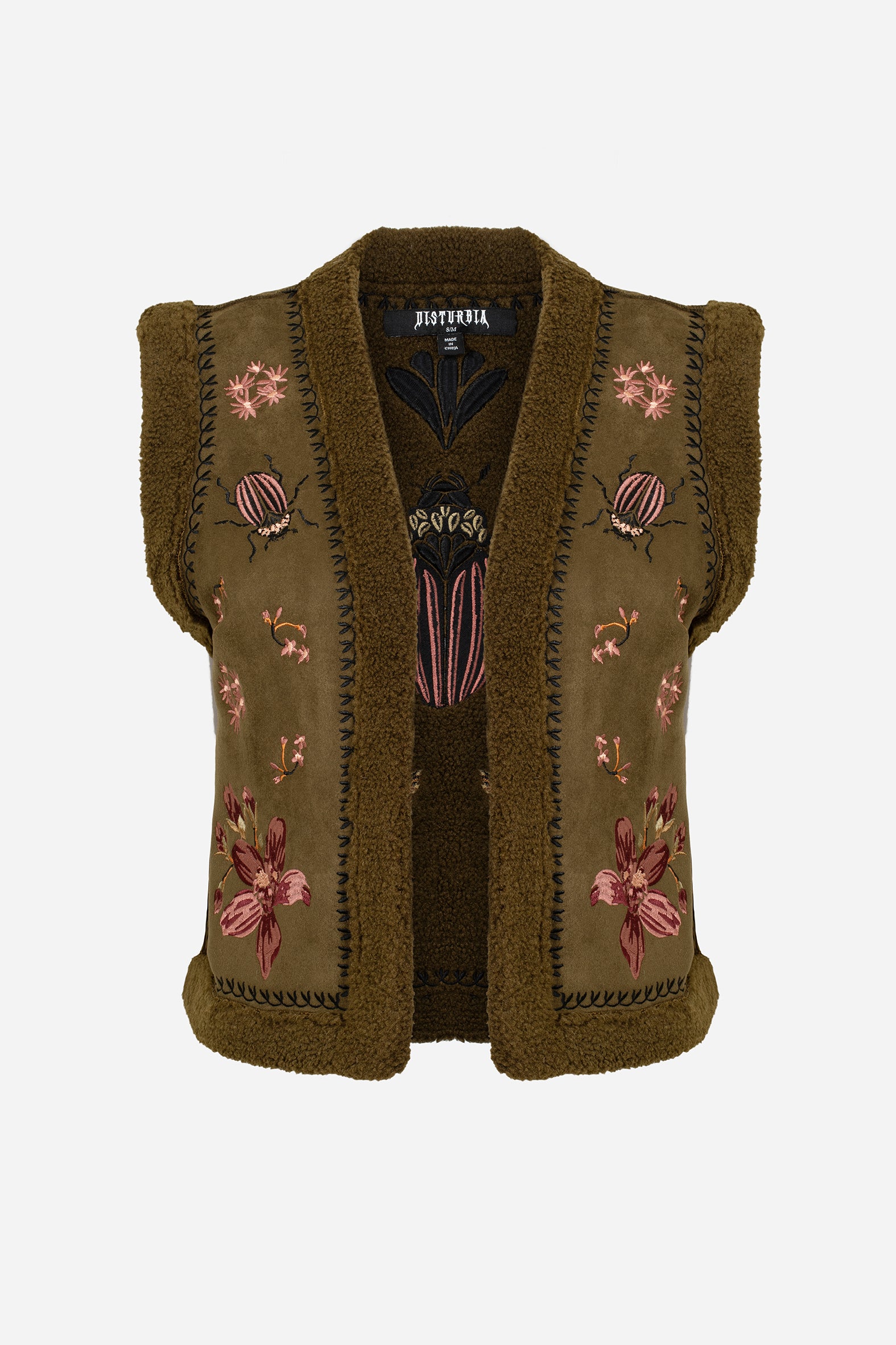 Sylvara Borg Embroidered Bug Gilet – Disturbia
