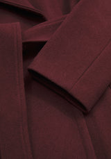 Camilla Tie Waist Hooded Coat With Bug Brooch - Burgundy