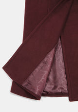 Camilla Tie Waist Hooded Coat With Bug Brooch - Burgundy