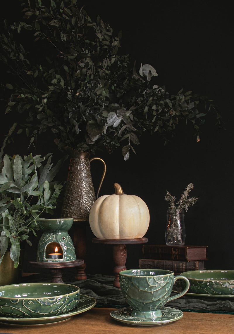 Rosethorn Floral Embossed Pasta Bowl  (4 Piece Set)