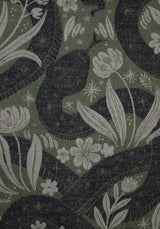 Deception Floral Snake Woven Blanket - Green