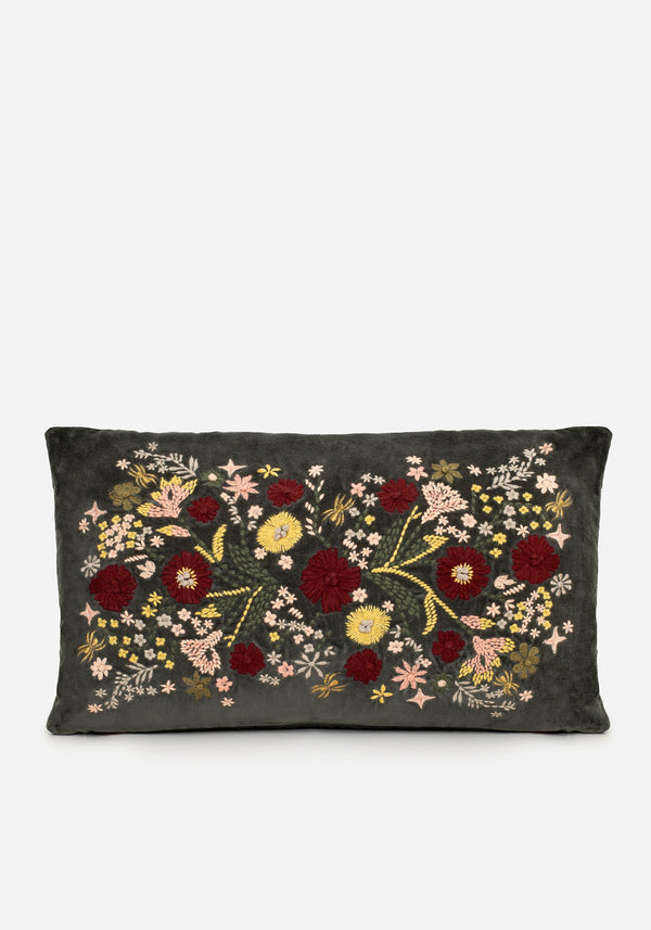 Hemera Embroidered Floral Rectangle Cushion