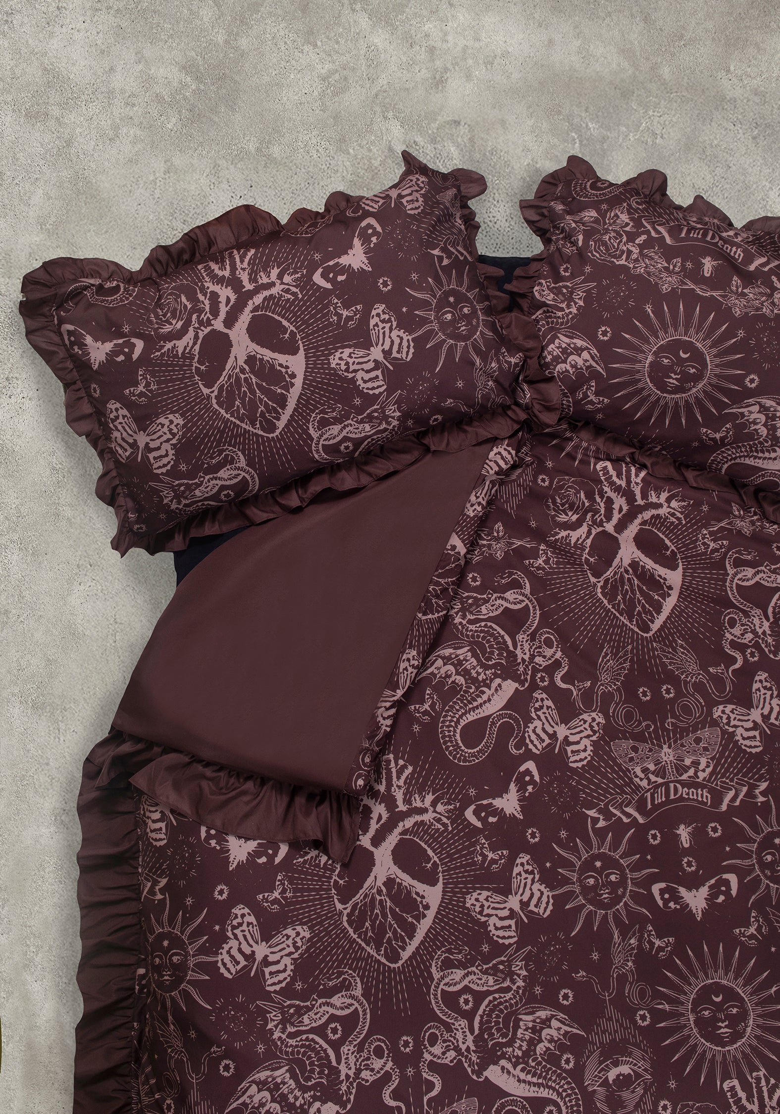 Paramour Frilled Edge Tattoo Print Bedding Set (EU King)