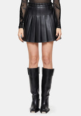 Veluna Braided PU Pleated Skort