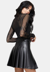 Veluna Braided PU Pleated Skort