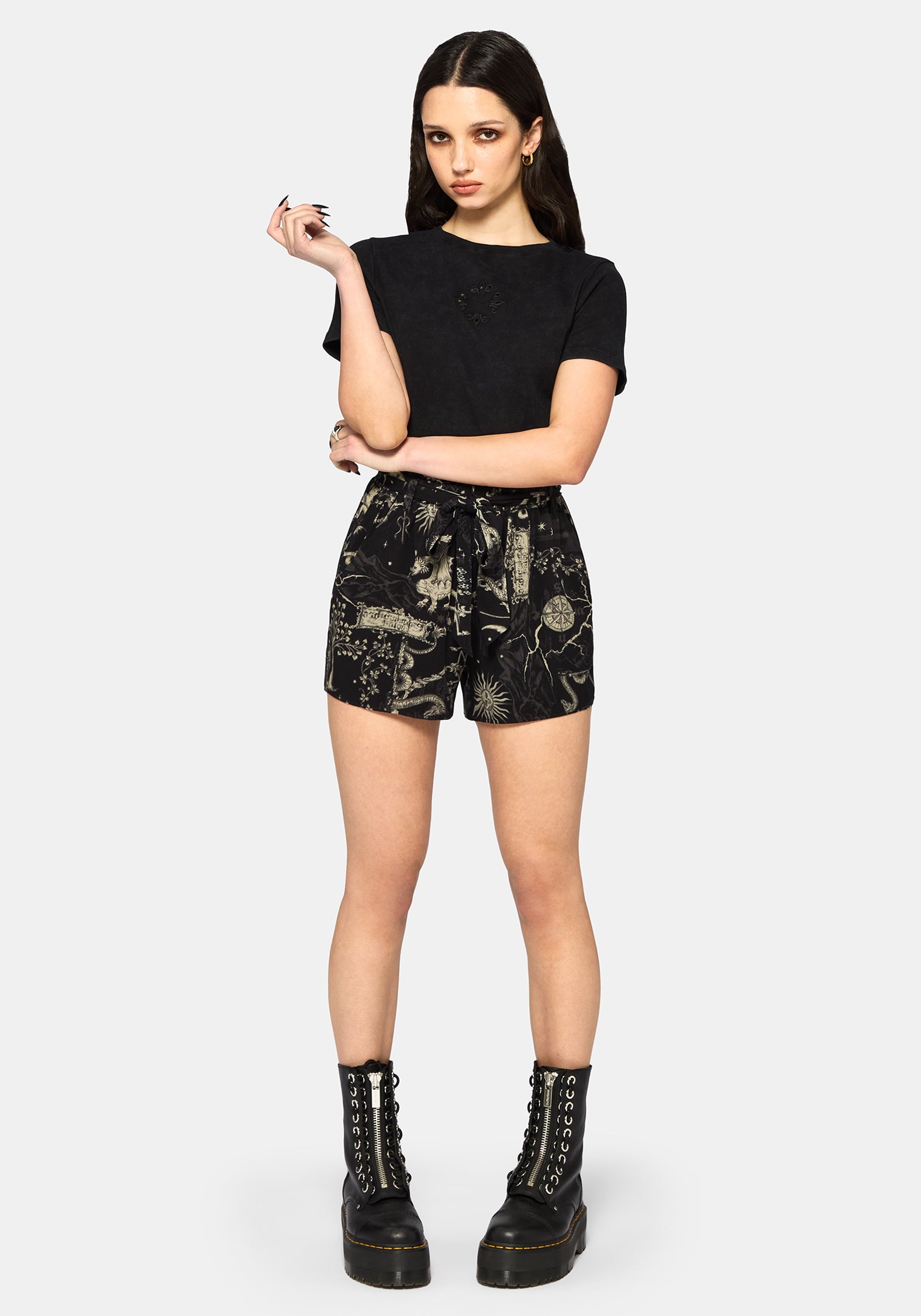 Isolde Medieval Map Paperbag Tie Waist Short