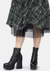 Rhoswen Double Layered Check Hitched Skirt EU 38