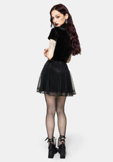Trixie Velvet Fishnet Embroidered Mini Skirt EU 34