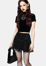 Trixie Velvet Fishnet Embroidered Mini Skirt EU 34