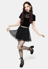 Trixie Velvet Fishnet Embroidered Mini Skirt EU 34
