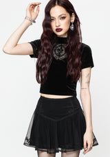 Trixie Velvet Fishnet Embroidered Mini Skirt EU 34