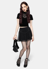 Trixie Velvet Fishnet Embroidered Mini Skirt EU 34