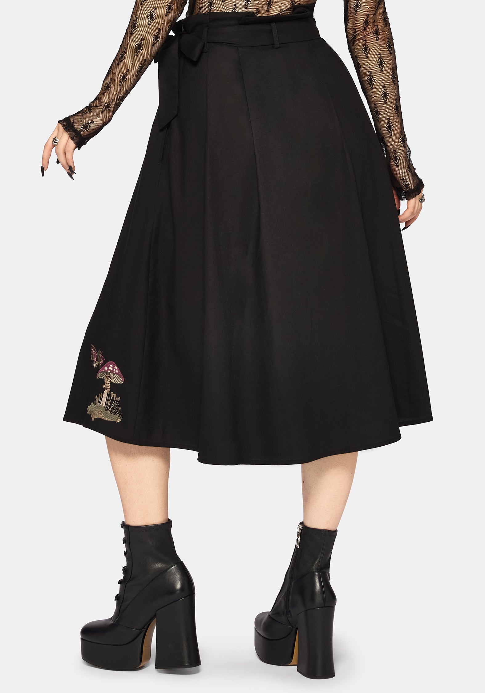 Faela Fee Bestickt Krawatte Taille Paperbag Midi Rock