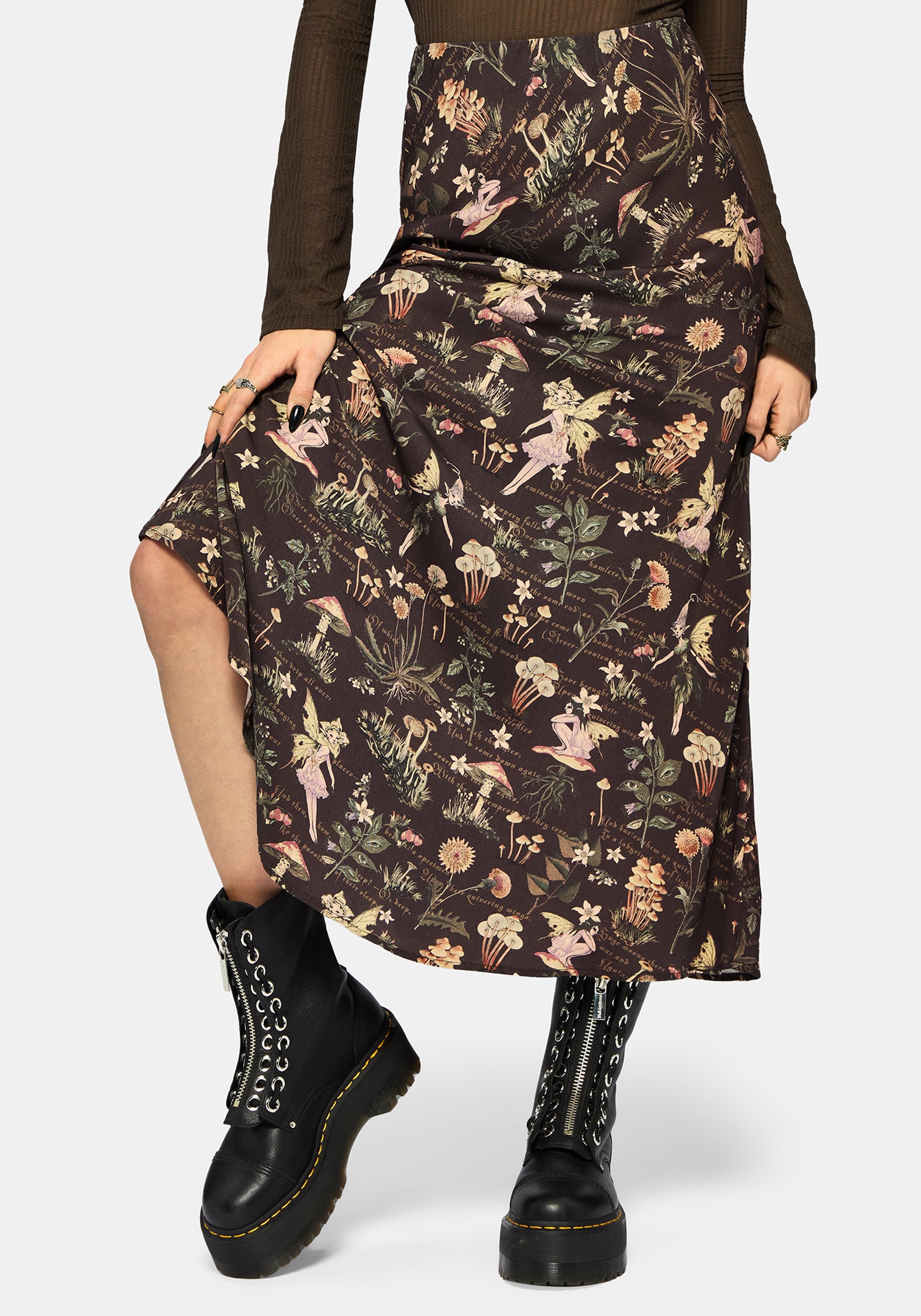 Faela Fairy Print Bias Cut Midaxi Skirt EU 34