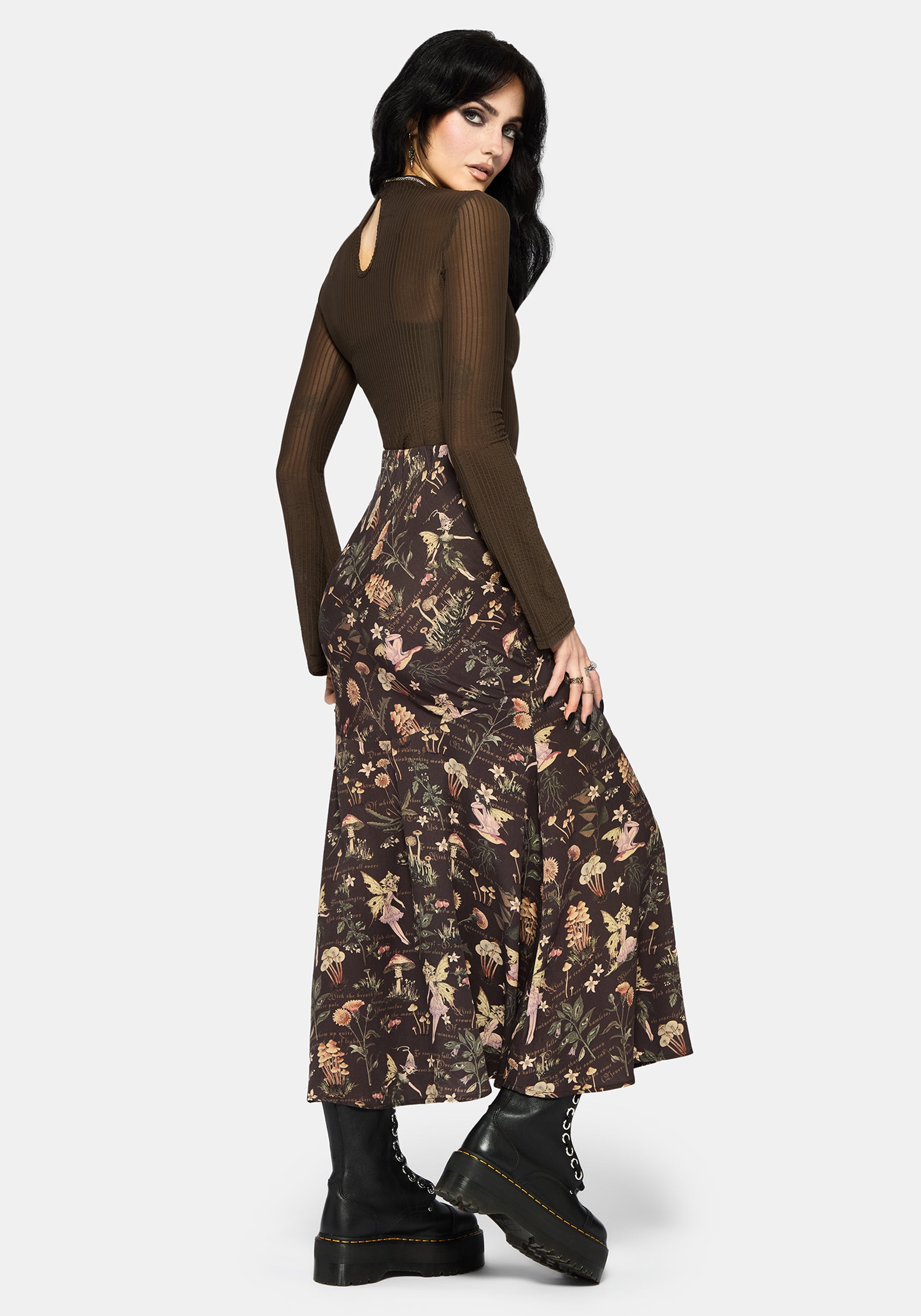Faela Fairy Print Bias Cut Midaxi Skirt EU 34