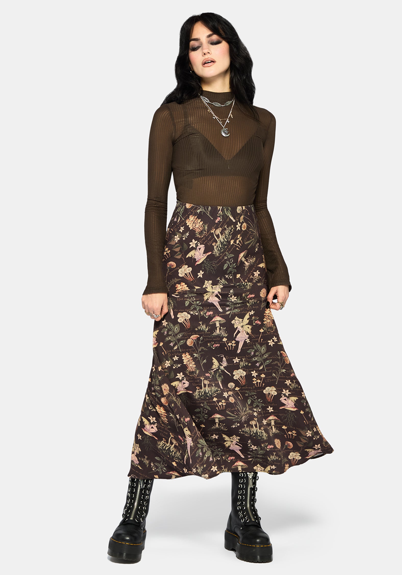 Faela Fairy Print Bias Cut Midaxi Skirt EU 34