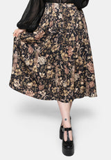 Triple Goddess Print Viscose Button Down Midi Skirt
