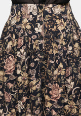 Triple Goddess Print Viscose Button Down Midi Skirt