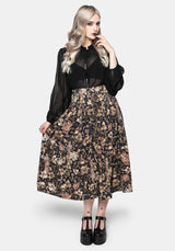 Triple Goddess Print Viscose Button Down Midi Skirt