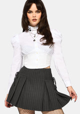 Sabrina Pinstripe Bow Detail Mini Skort