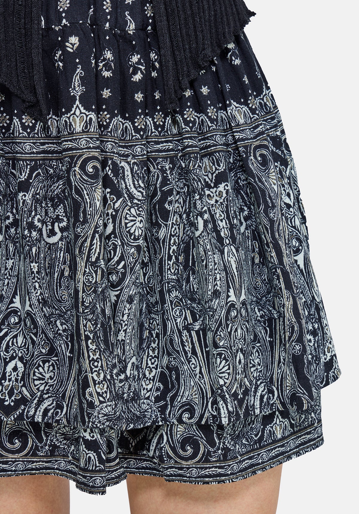 Zelira Paisley Print Double Layer Mini Skirt