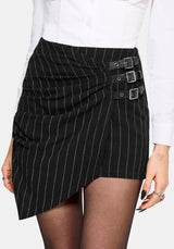 Charli Pinstripe Buckle Asymmetric Skort