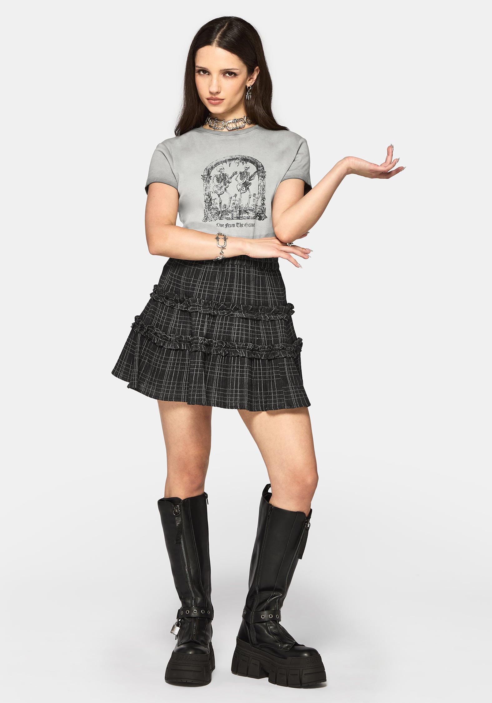 Caledon Check Gauze Mini Skirt