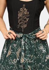 Renard Print Chiffon Hanky Hem Midi Skirt