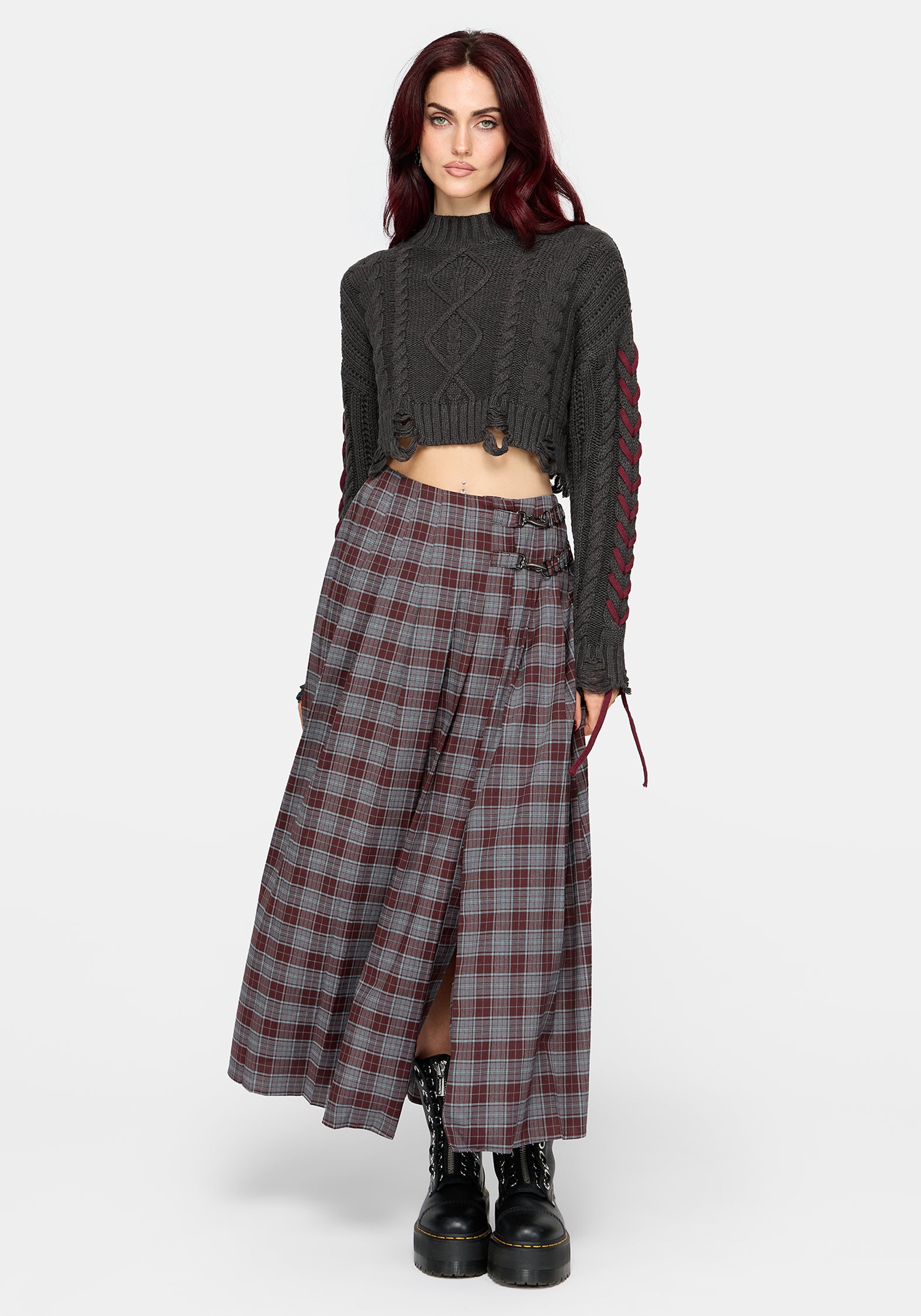 Aimil Check Midaxi Skirt