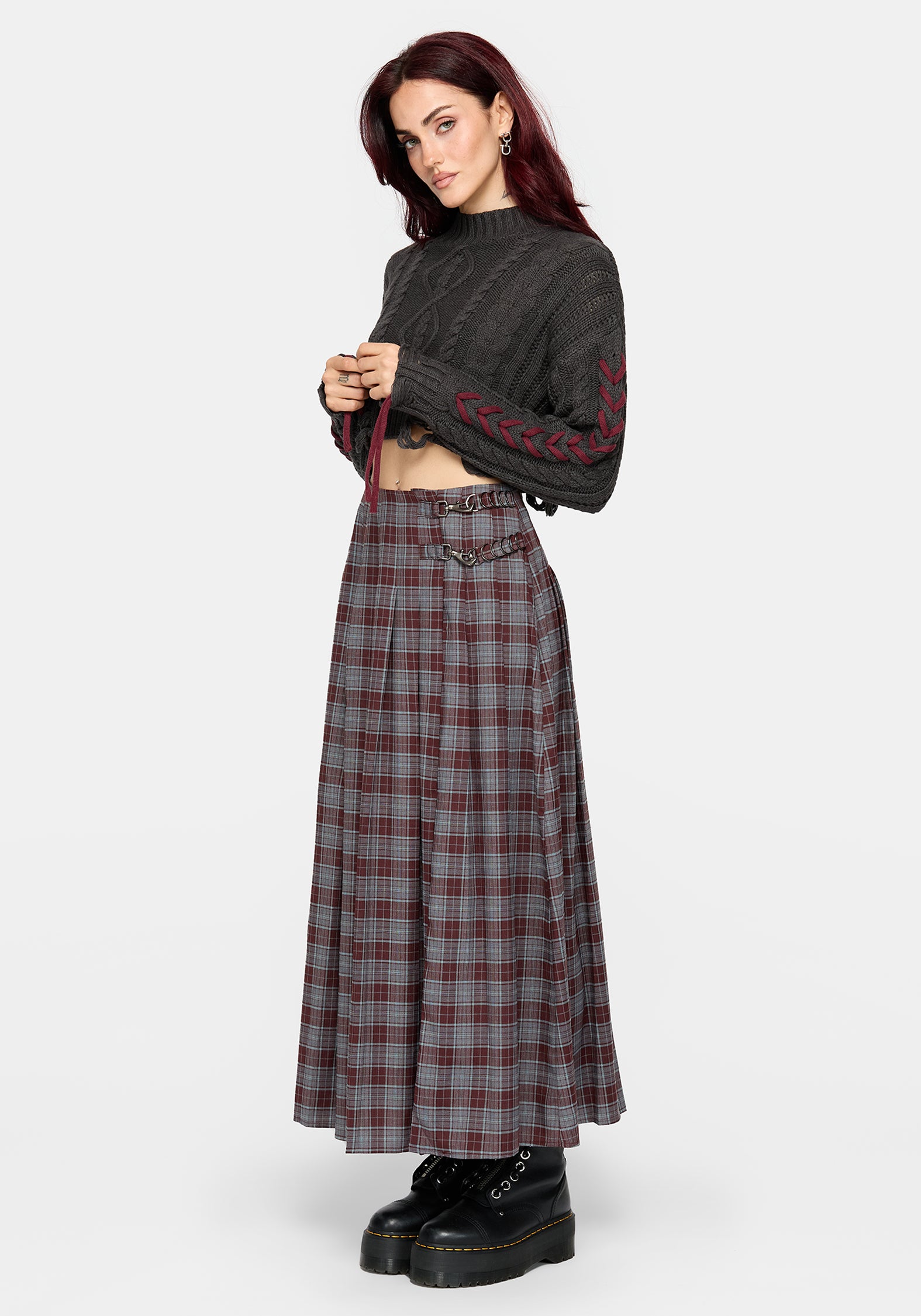 Aimil Check Midaxi Skirt