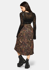 Haunt Medieval Print Buckle Midi Skirt