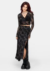 Zuri Lace Flocked Ruched Midaxi Skirt