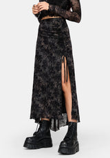 Zuri Lace Flocked Ruched Midaxi Skirt