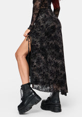 Zuri Lace Flocked Ruched Midaxi Skirt