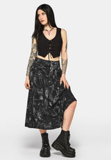 Kosmara Map Print Midi Skirt