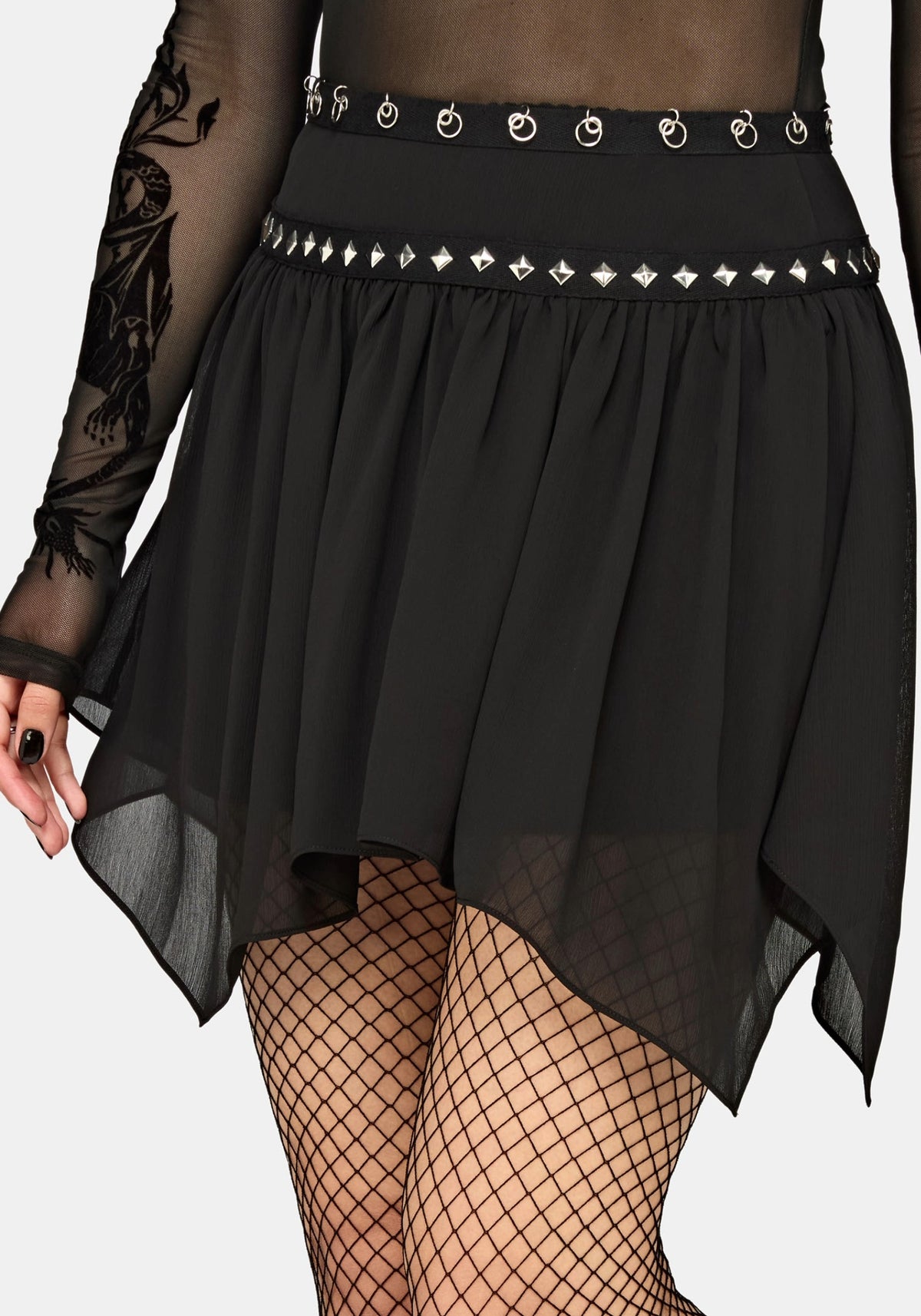 Emara Studded Hanky Hem Mini Skirt EU 34