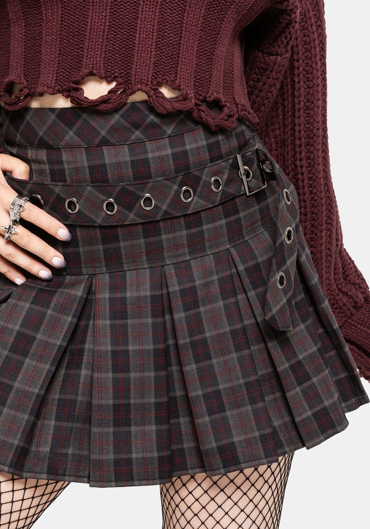 Harley Pleated Check Belted Mini Skirt EU 34