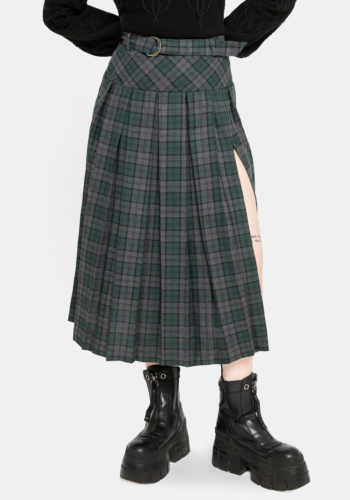Daria Check Pleated Midaxi Skirt EU 34
