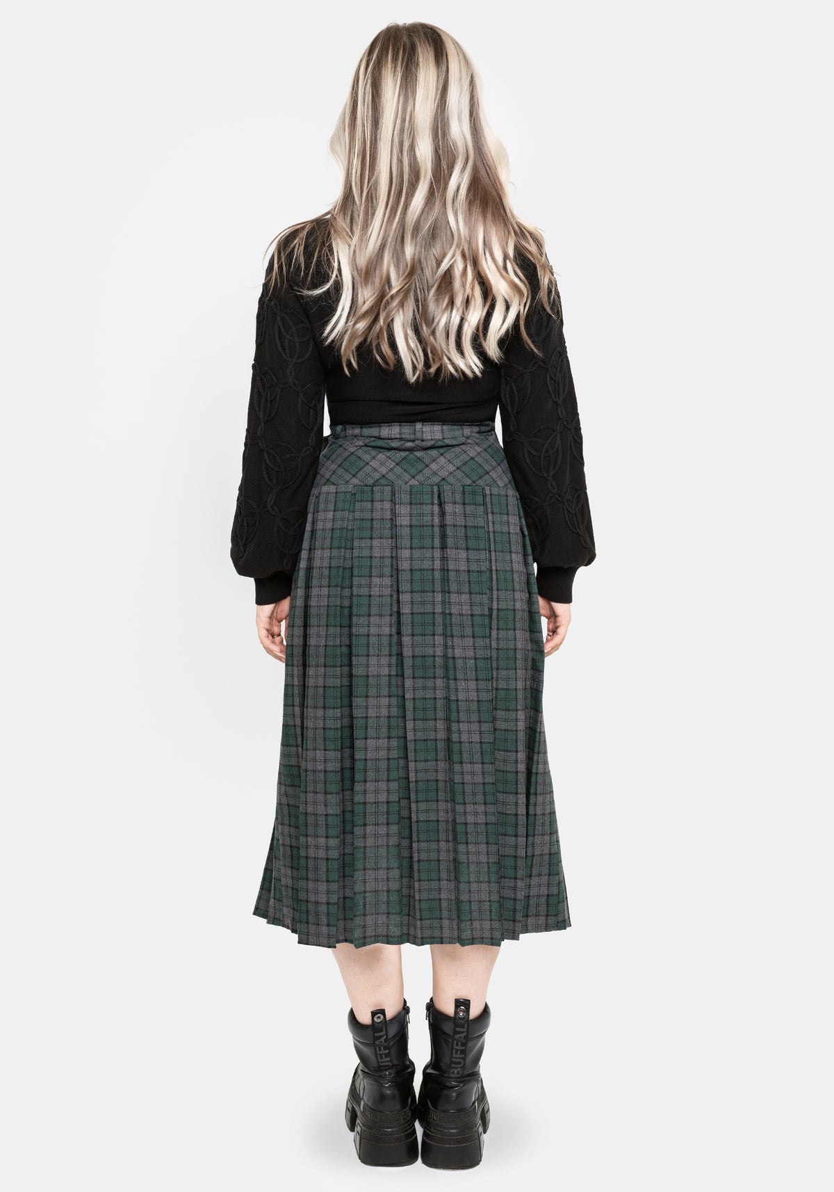 Daria Check Pleated Midaxi Skirt EU 34