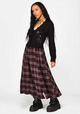 Nightingale Buckled Check Midi - Burgundy