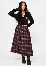 Nightingale Buckled Check Midi - Burgundy